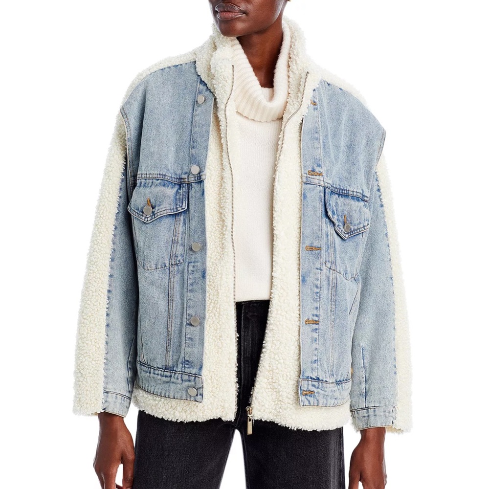 NWT Denim/sherpa mixed media jacket